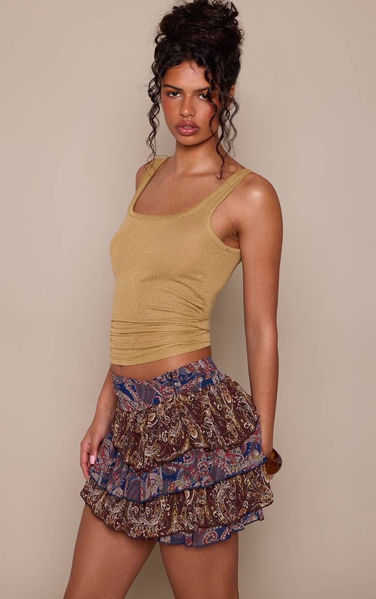 Multicolore Mini-jupe Rara En Mousseline À Imprimé Paisley