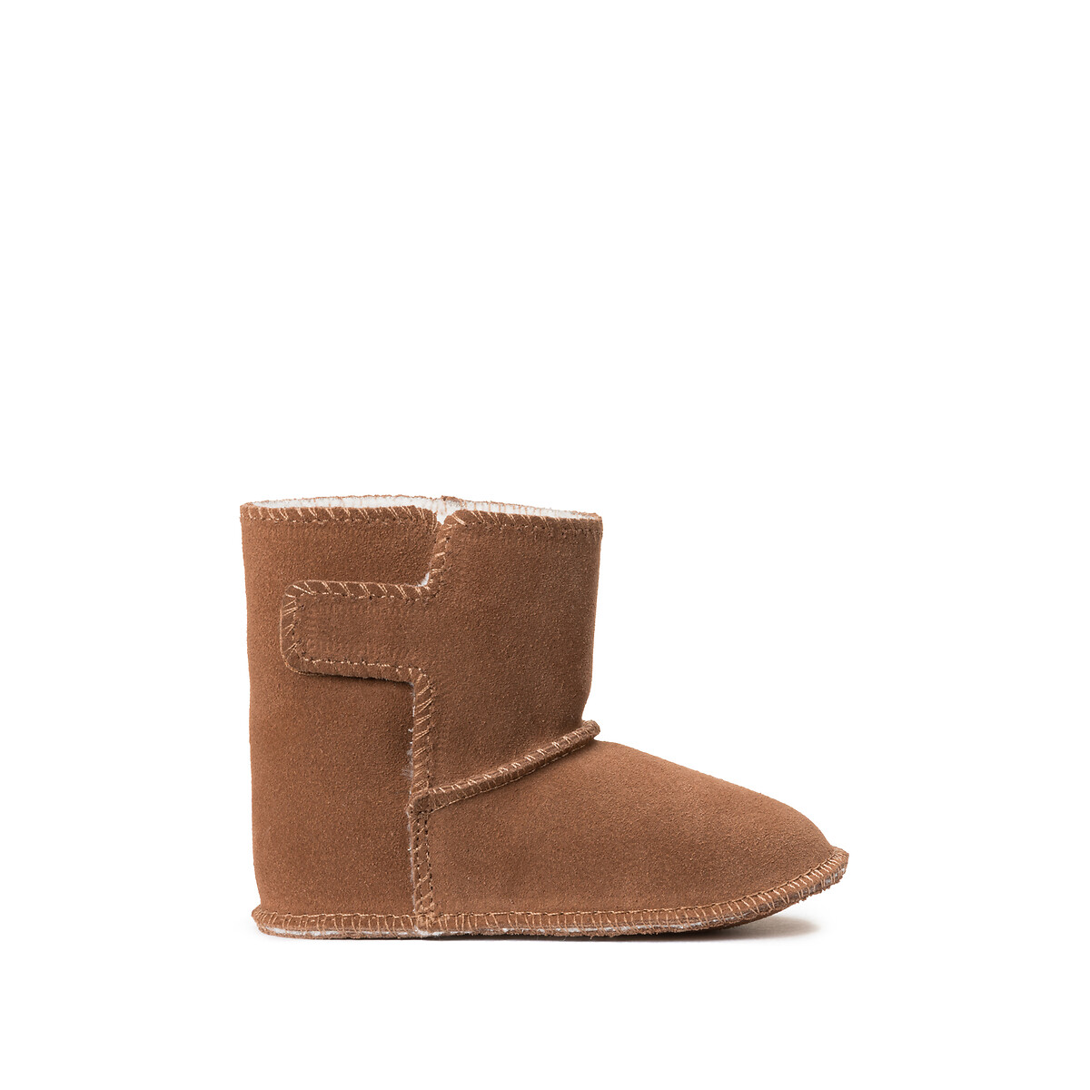 COLEÇÃO LA REDOUTE<br>Botas de cano curto em couro quente, forradas e com fecho de velcro