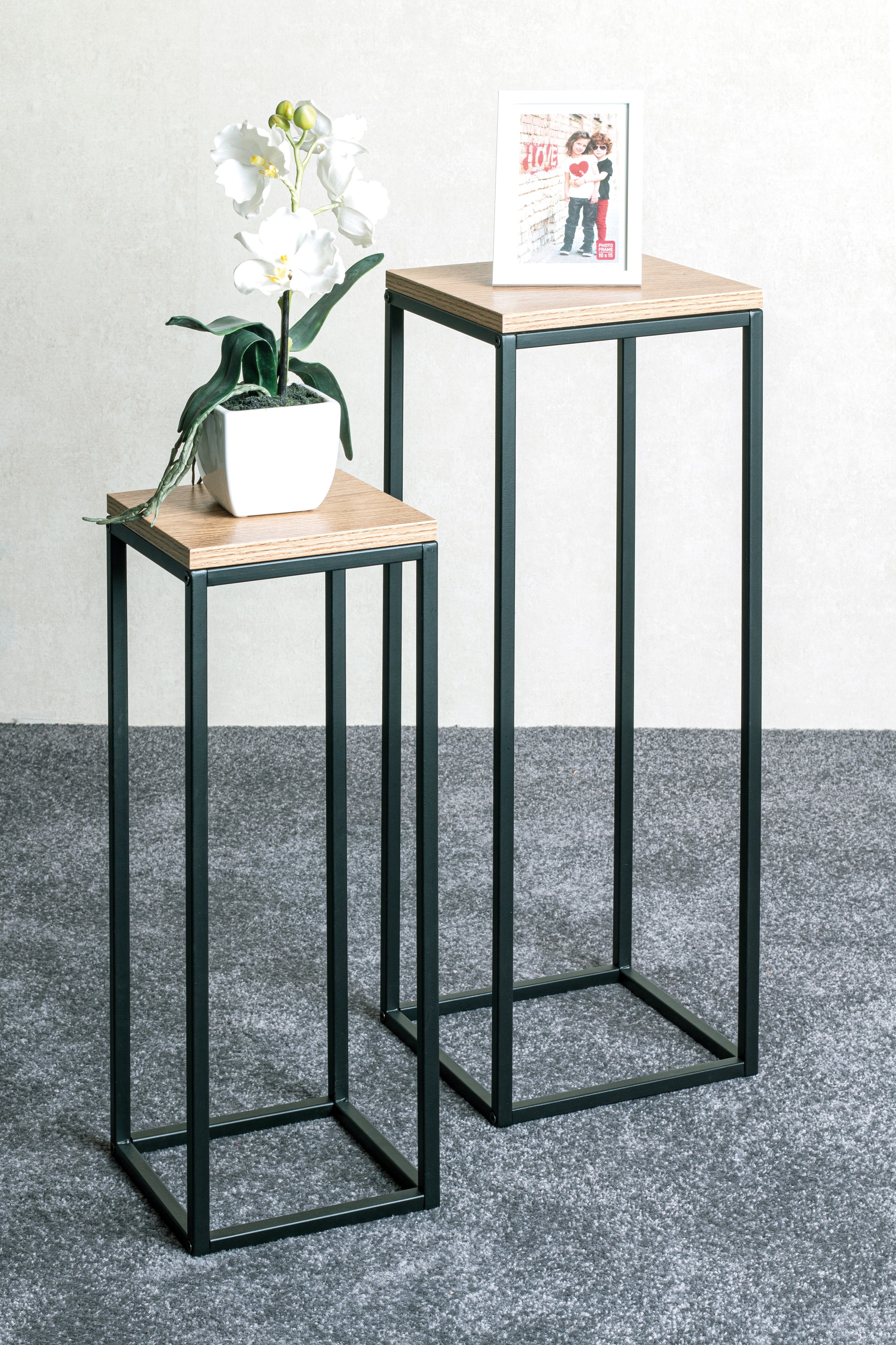 Blumensäulen 2er-Set braun/schwarz