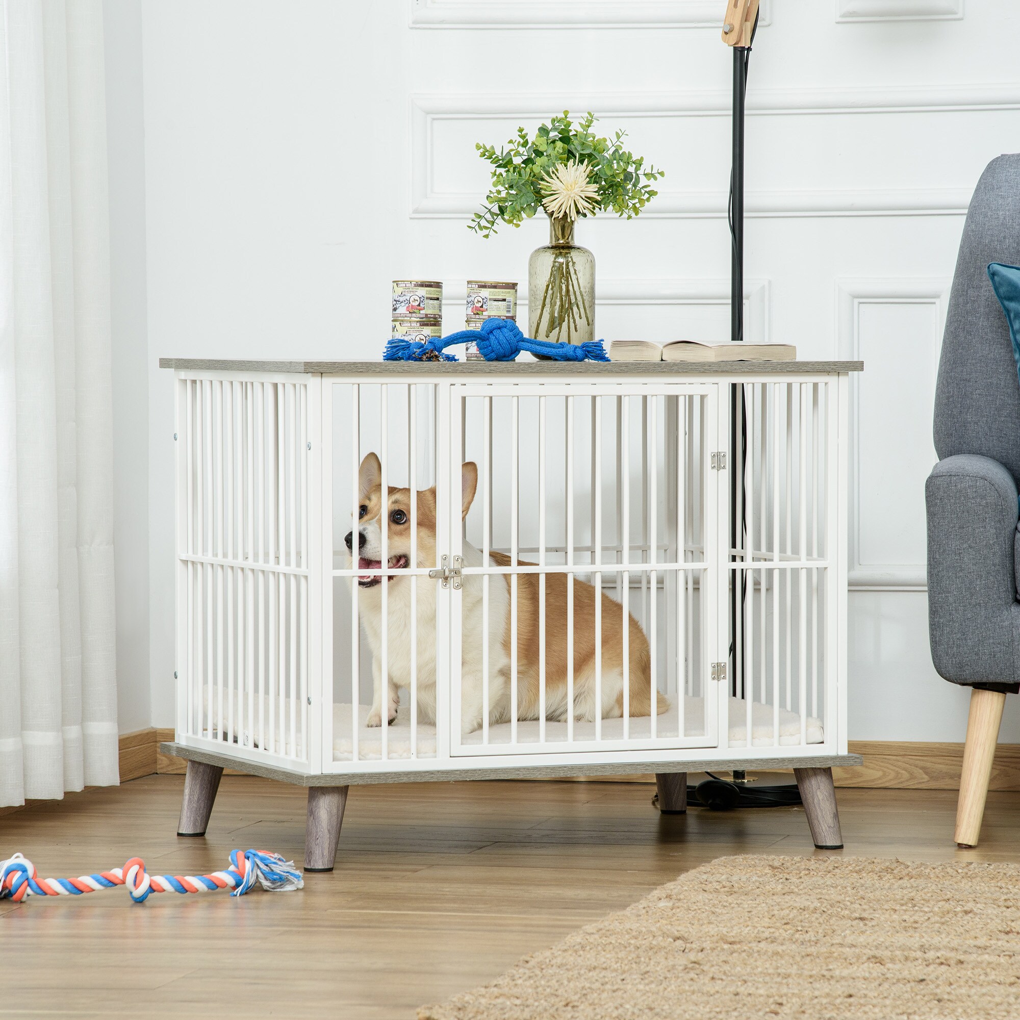 PawHut Hundekäfig mit erhöhtem Design bunt 86B x 60T x 70H cm