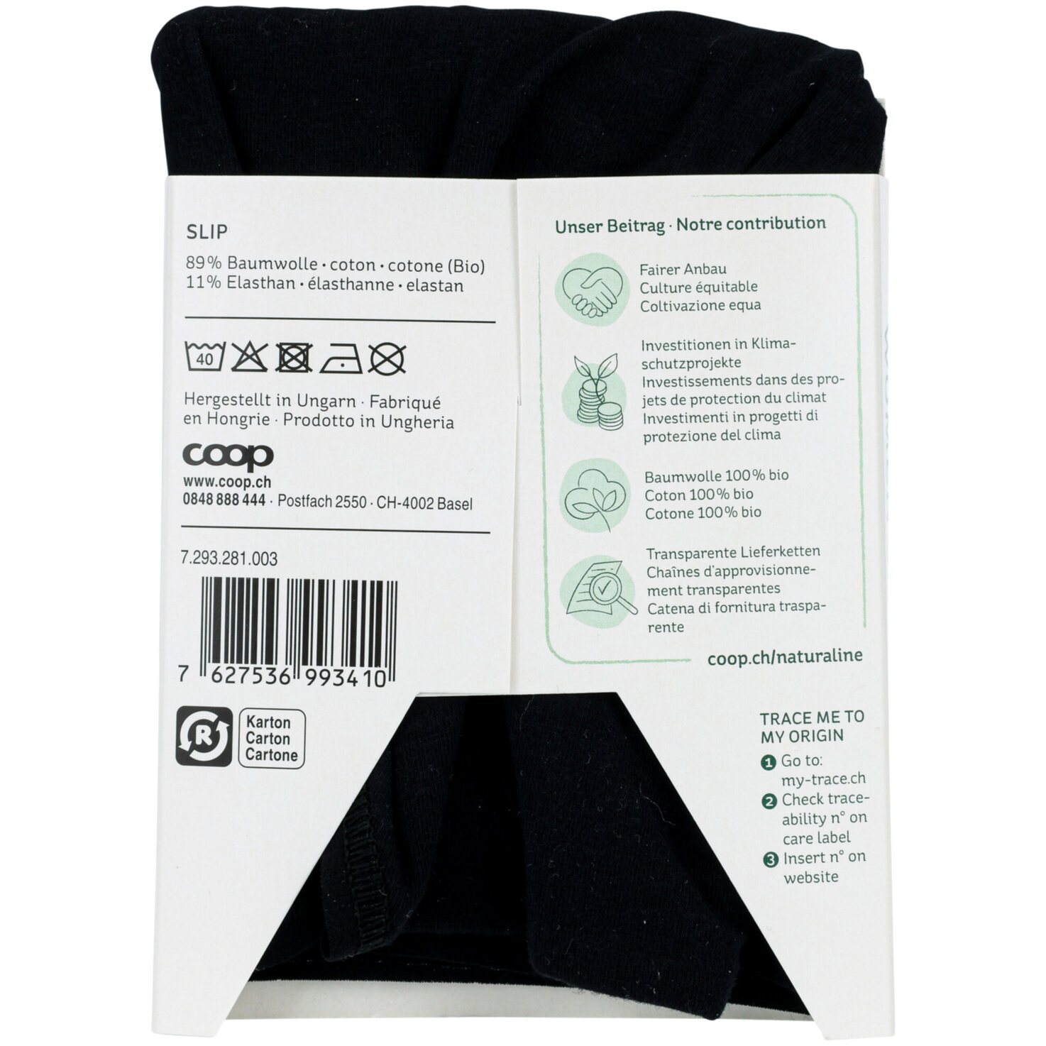 Naturaline Textil Damen Slip schwarz L