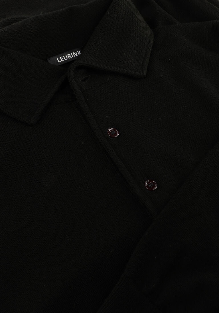 zwarte leurink knit polo polo hidden button down