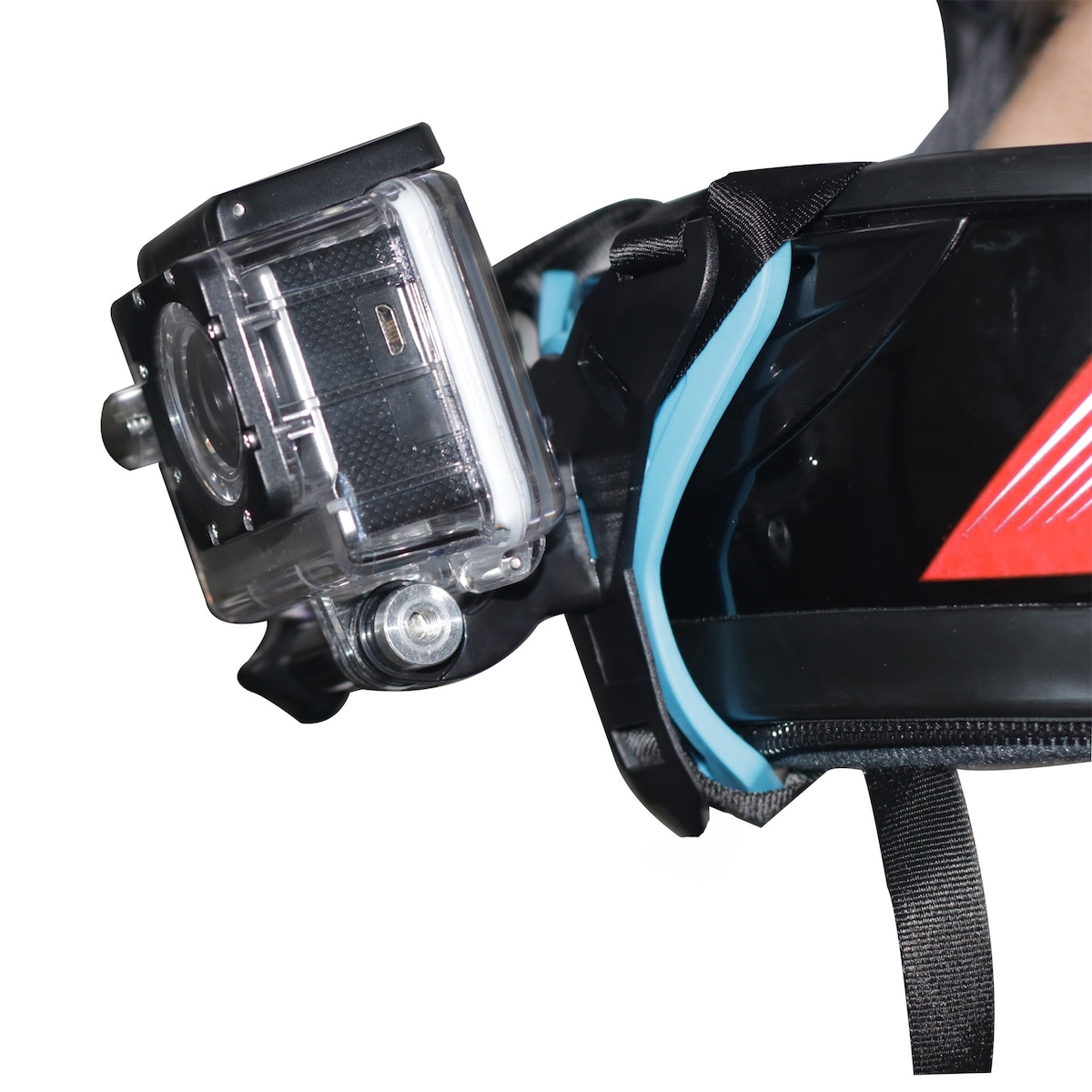 Motorsykkelhjelm hakestroppfeste for GoPro Sort