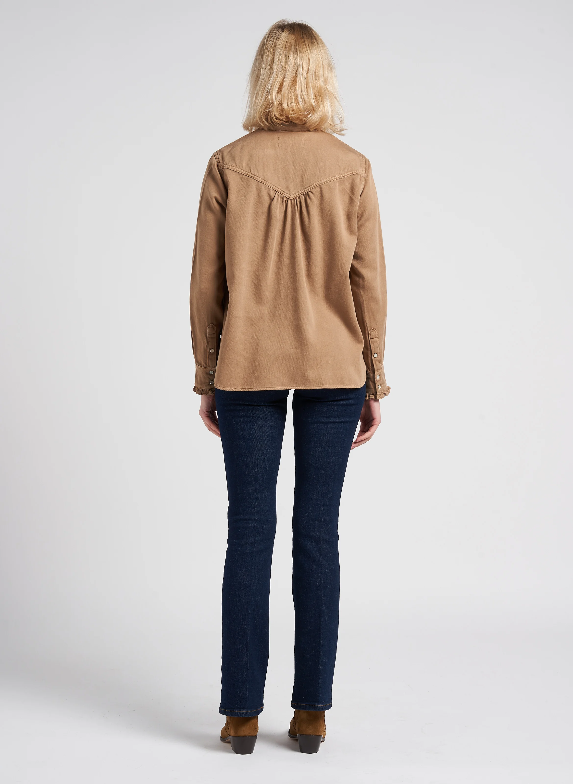 GABY - Chemise col victorien en coton| Marron