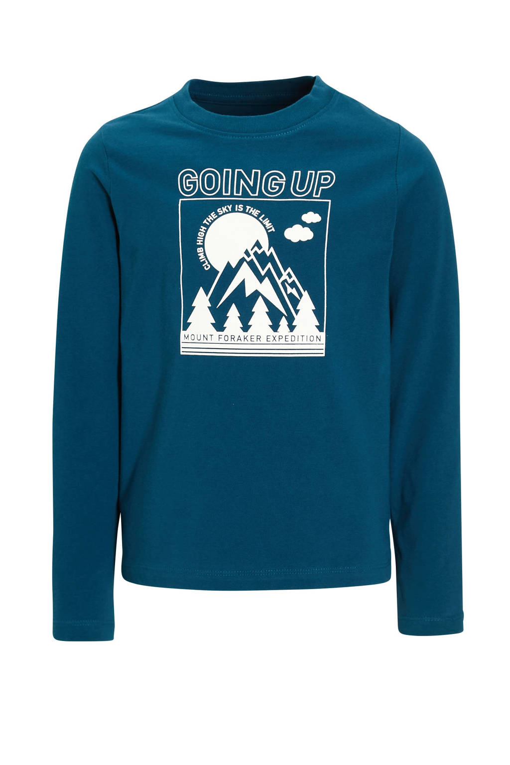 anytime longsleeve met printopdruk blauw
