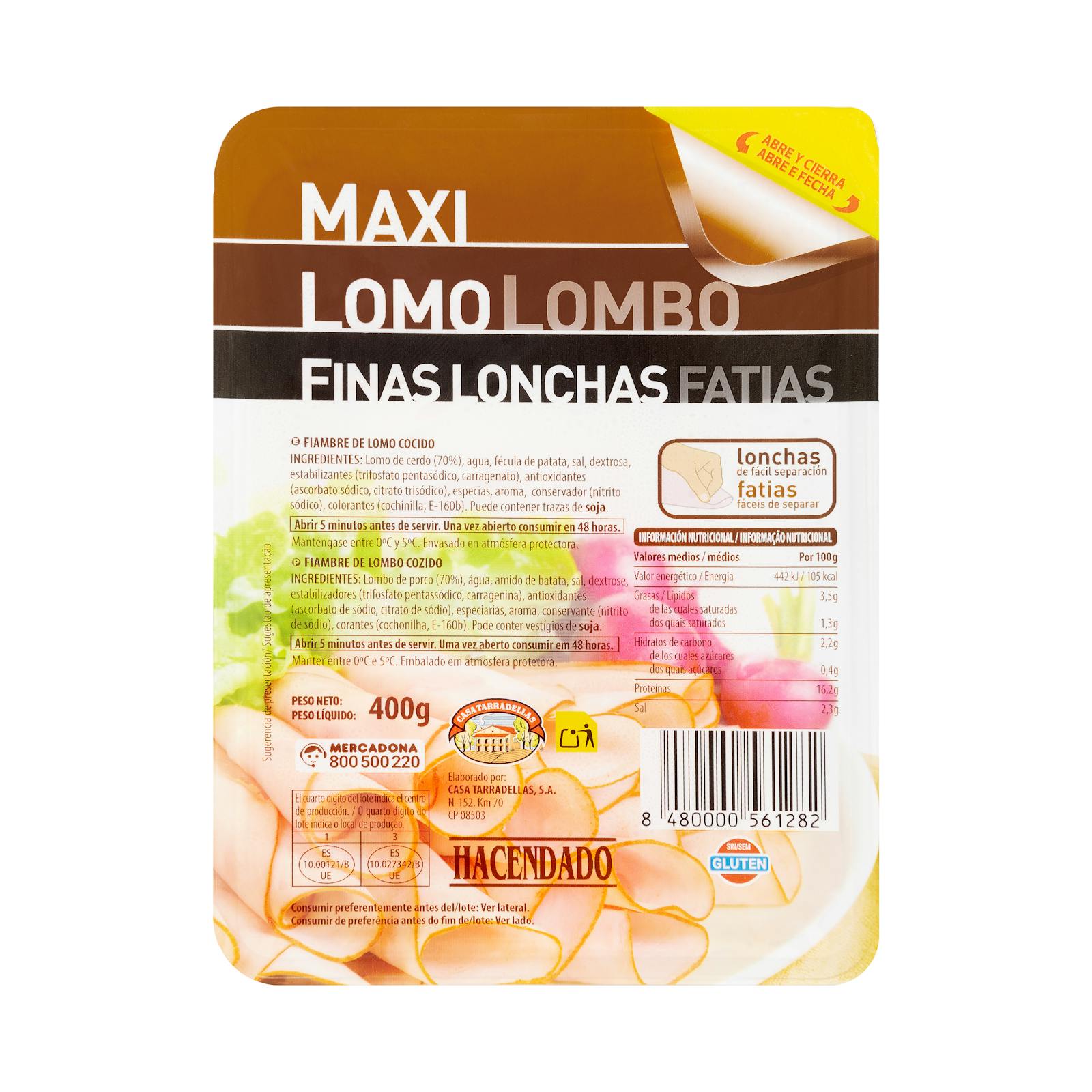 Longe Maxi Hacendado, tranches fines