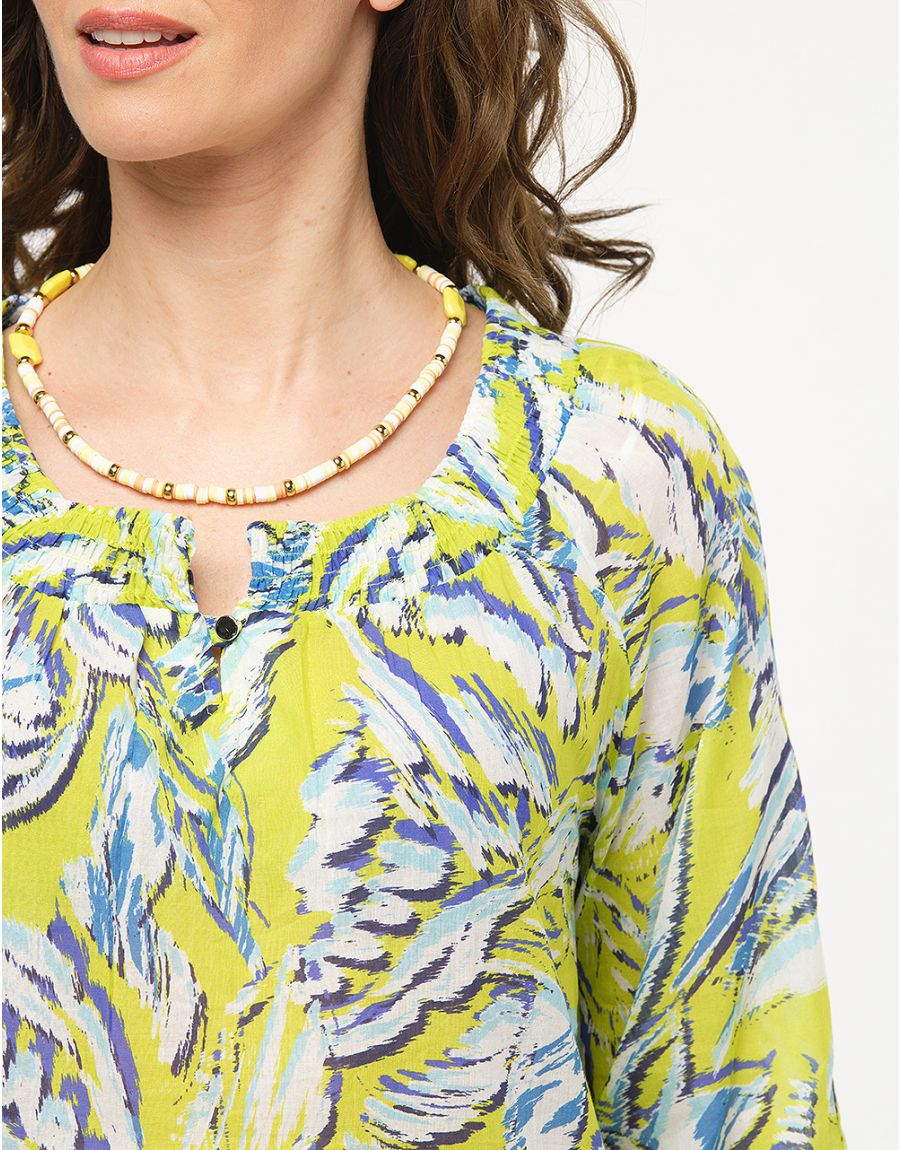 Blouse coton vert anis