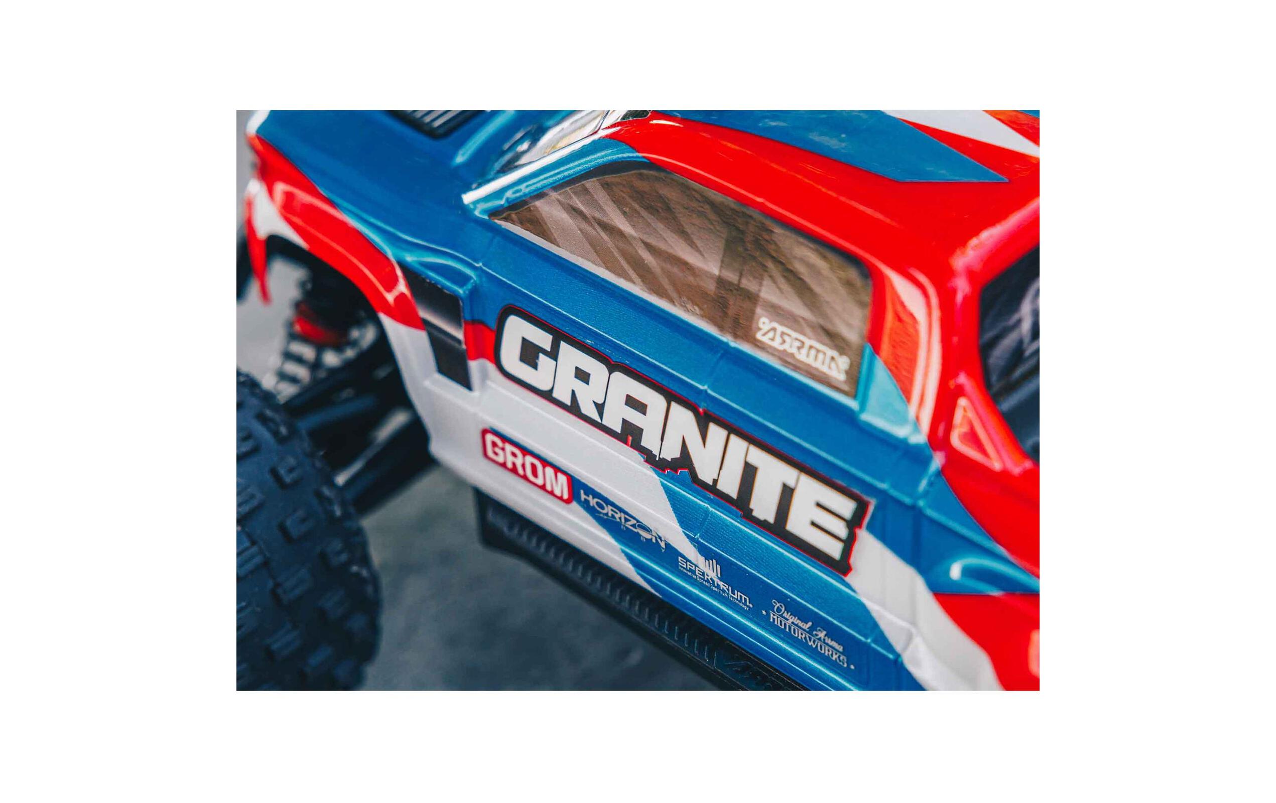 Monster Truck Granite Grom Mega 380 Blau, RTR, 1:18<br>Robuster 4wd mini Monstertruck mit Spektrum Technik