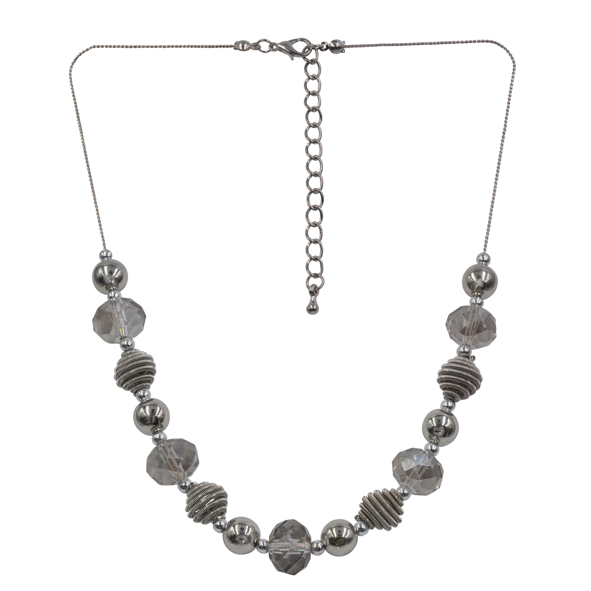Steuer Modeschmuck Kette silberfarben Elemente in den Farben rauchgrau und silber
