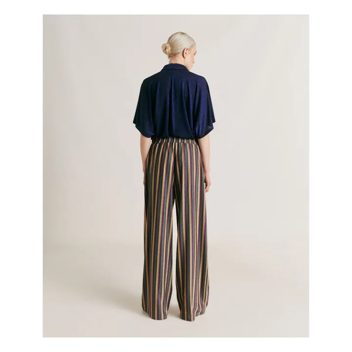 Momoni Pantalon Baccarat Rayures Métallisé | Vert