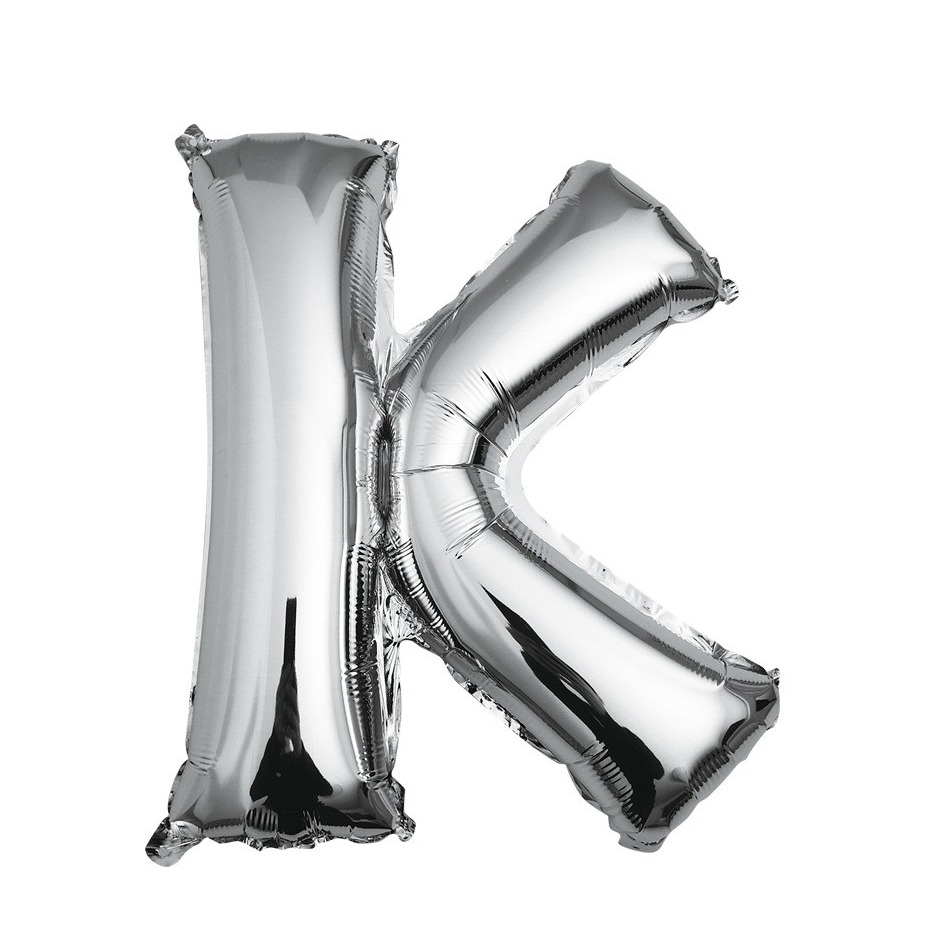 (80cm) Buchstaben Ballon Geburtstags Party Luftballon Folienballon - Buchstabe K / Silber