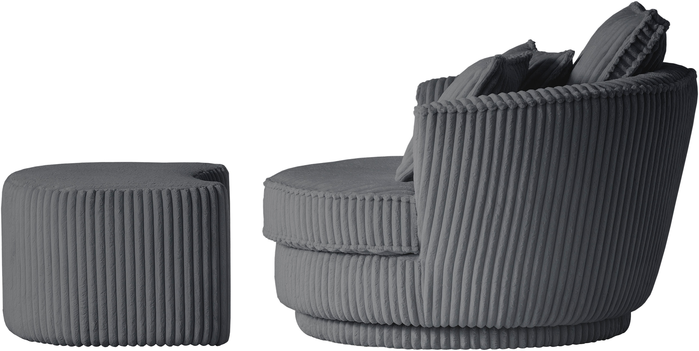 Home affaire Drehsessel »MAISIE, Love Seat XXL Lese-Sessel, Big-Sessel mit Hocker,« 2 Stk. tlg. Set in MEGA CORD und Web-Velours, drehbar 360 Grad