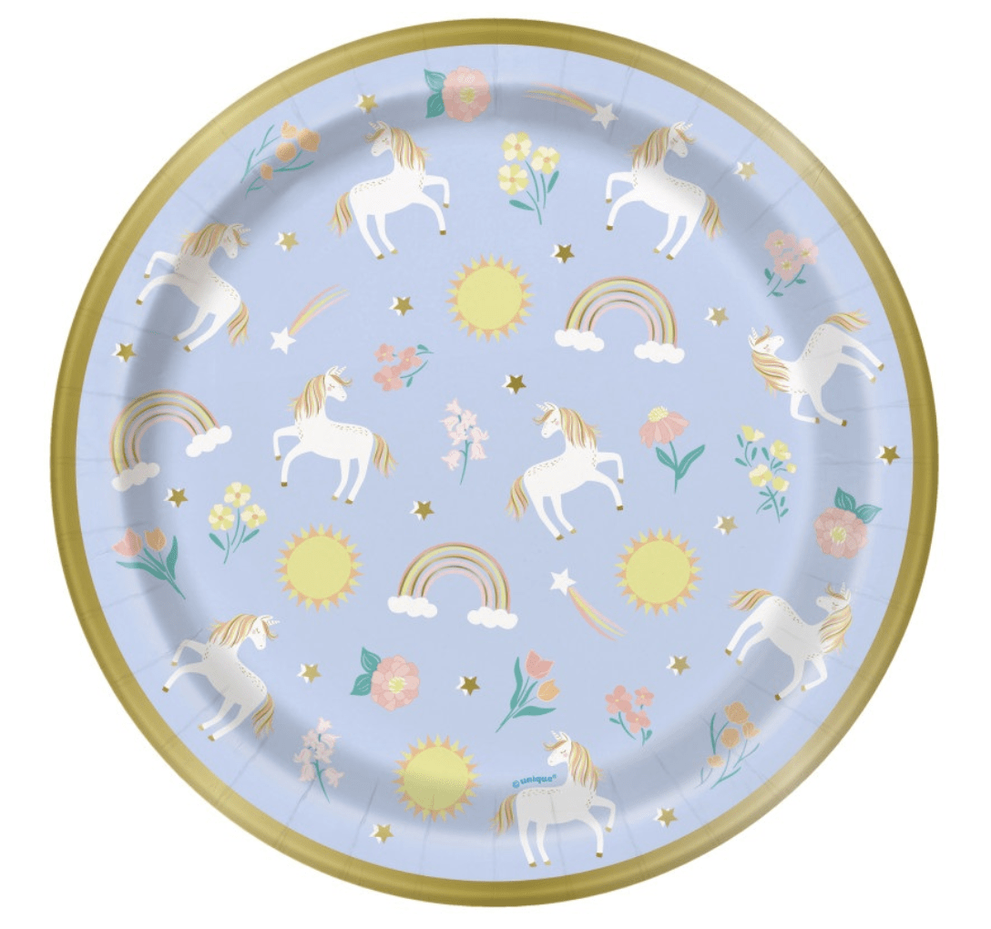 Unicorn Borden Rond Lila 23cm 8st