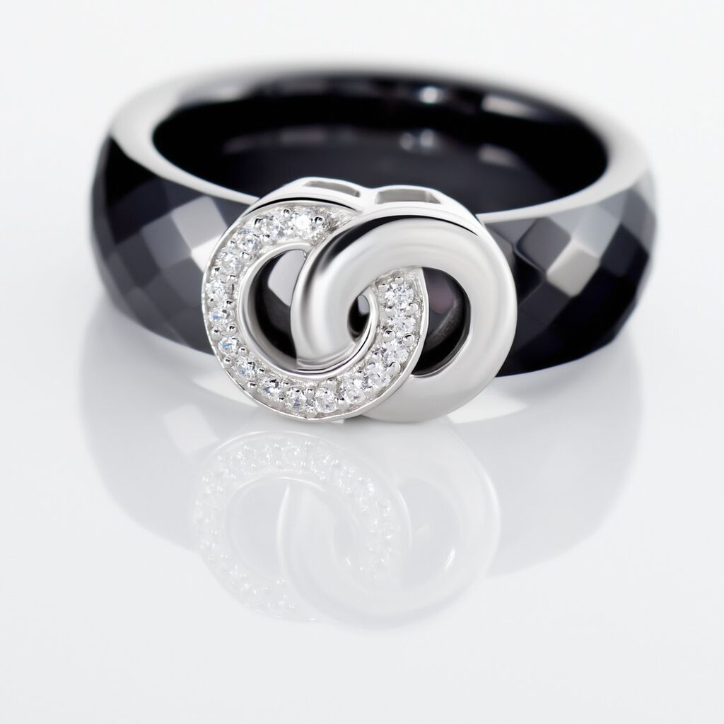 Bague Argent Blanc Valérie Oxyde De Zirconium Et Céramique