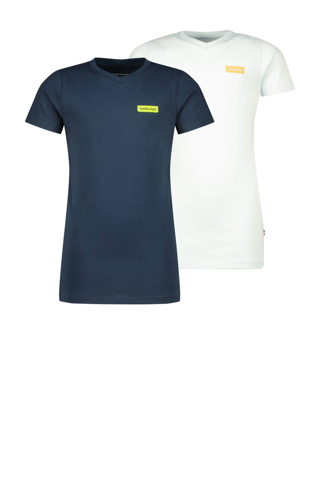 Vingino T-shirt - set van 2 mintgroen/donkerblauw