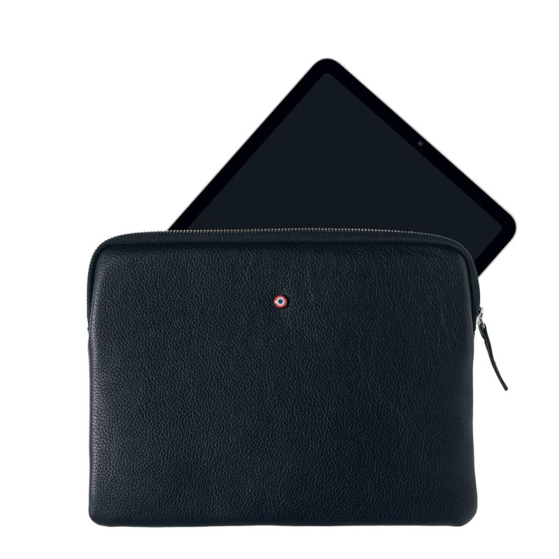 Pochette pour Ipad Guillaume Cuir grainé Lune bleue