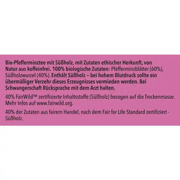 Bio-Kräutertee Pfefferminz & Süßholz, mit exquisiter Pefferminze und vollmundigem Süßholz