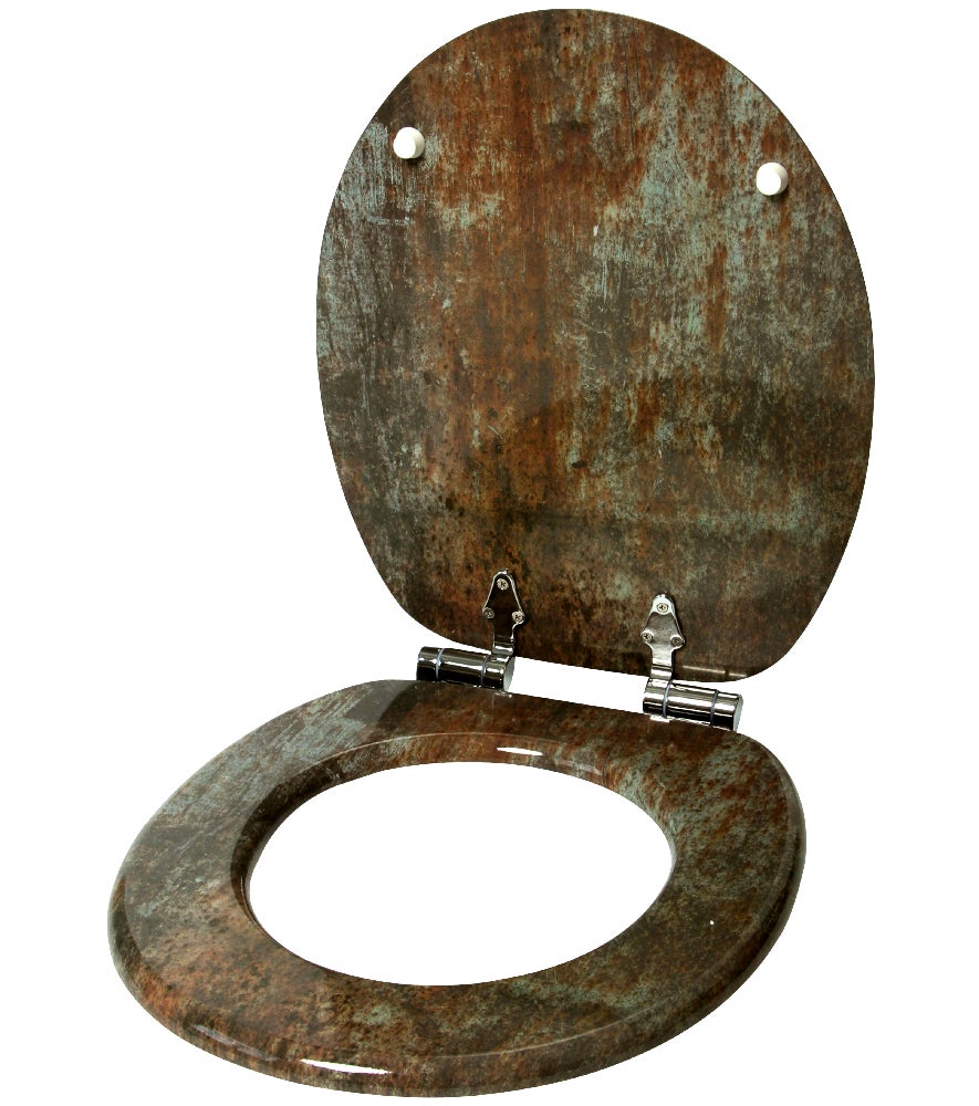 Roestige toiletbril met soft-close mechanisme