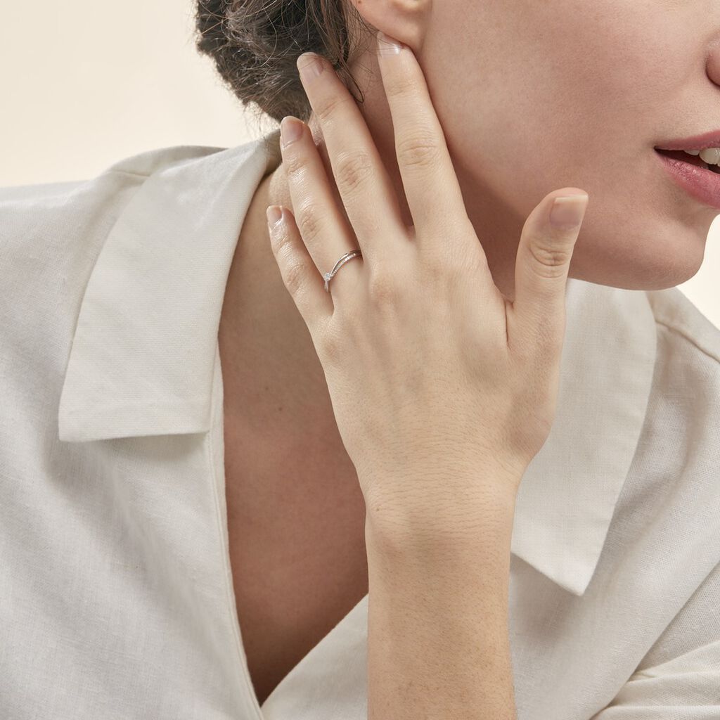 Bague Solitaire Asia Or Blanc Diamant