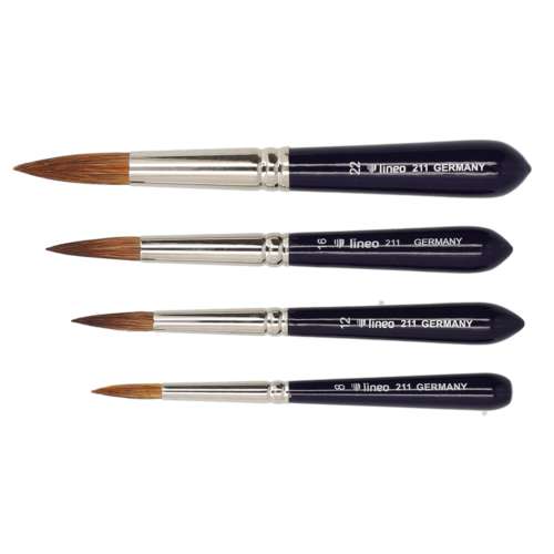 lineo Rotmarderhaar Aquarell-Reisepinsel, rund, Serie 211