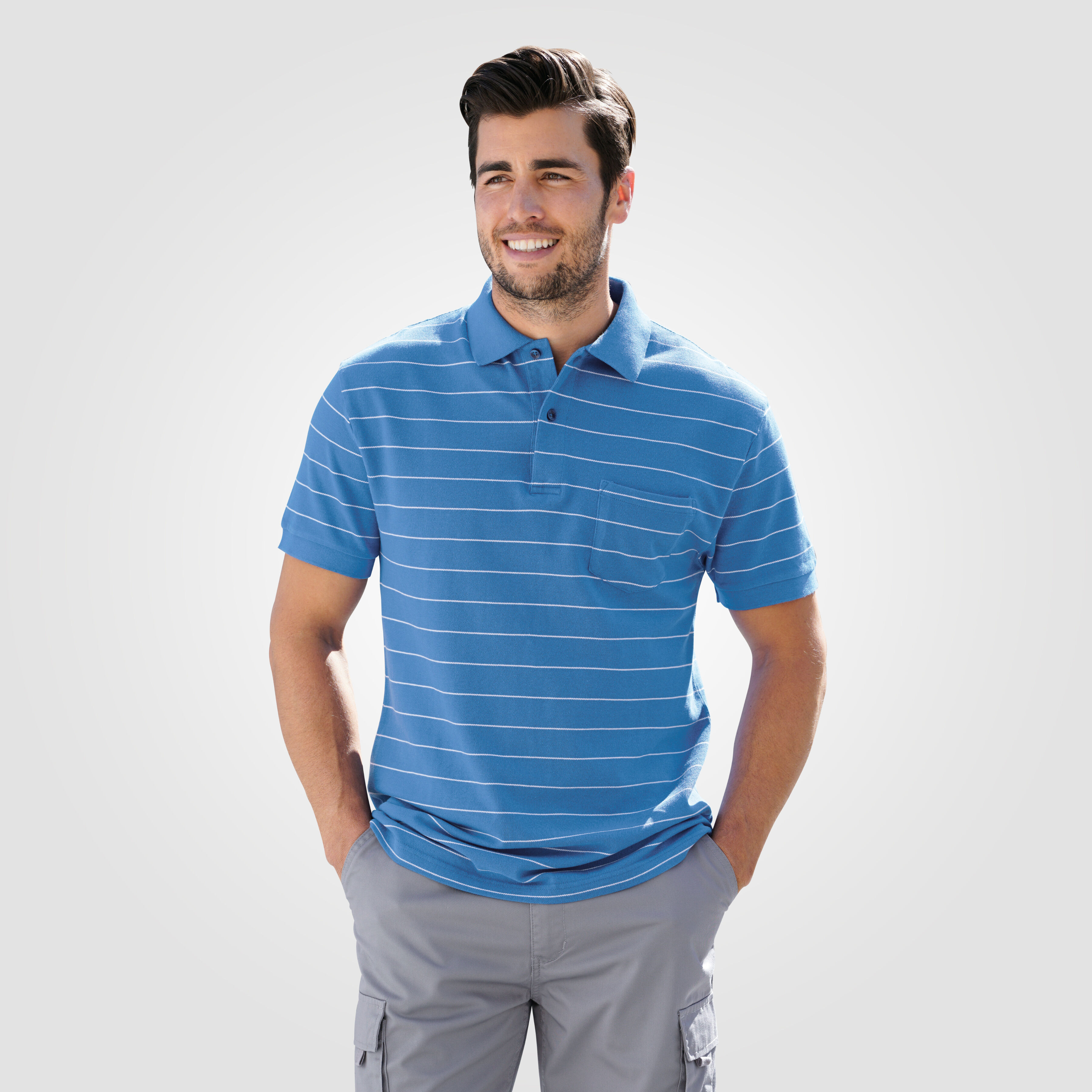 Herren Polo-Piqué-Shirt mit Brusttasche