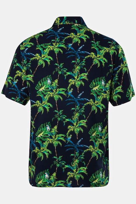 Hemd, Halbarm, Viskose, floraler Print, Kentkragen, bis 8 XL