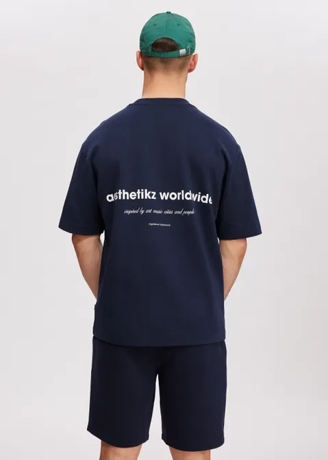 T-shirt met print worldwide blauw (BLW.D)