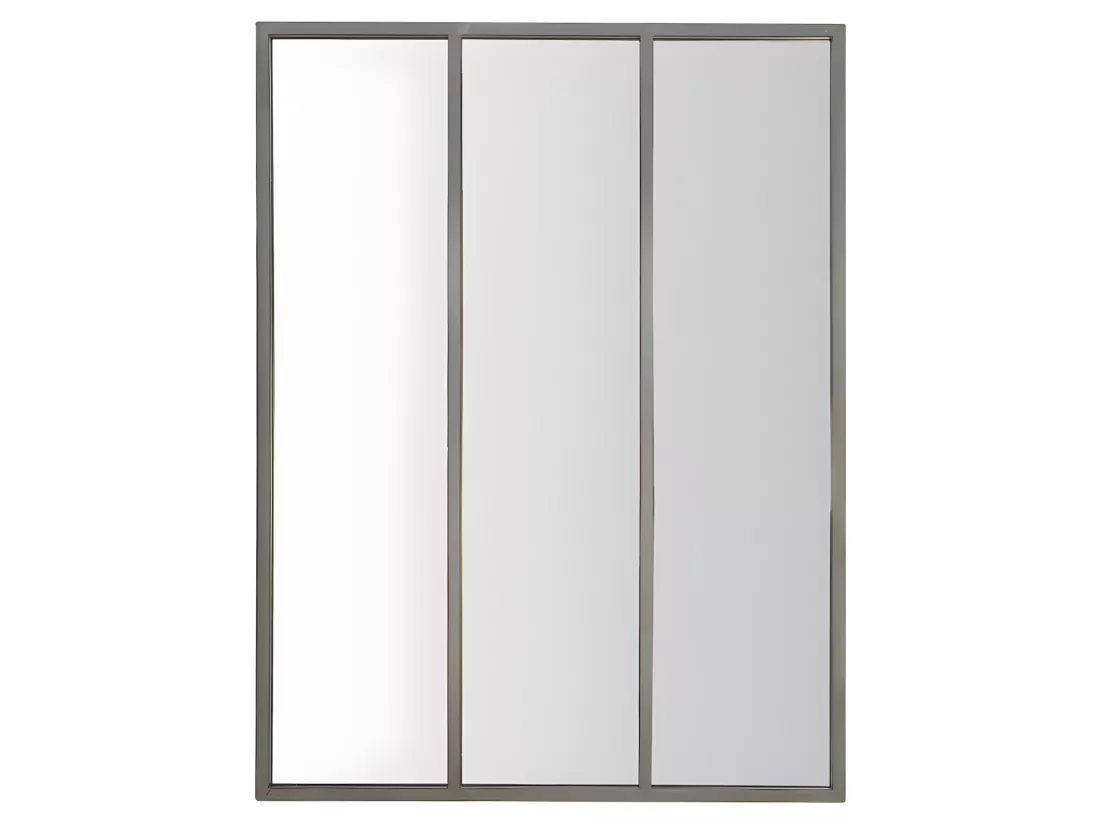 Léon - Miroir verrière style industriel 90x120 : Couleur - Argent
