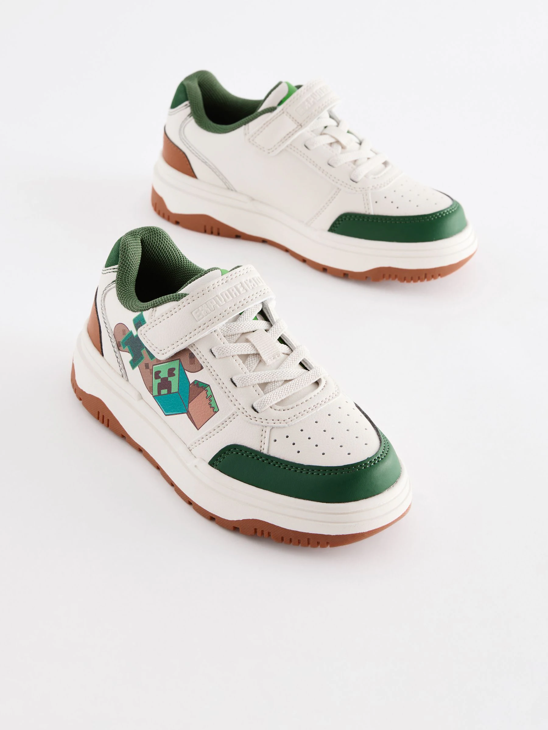 Neutraal - Minecraft sneakers met klittenband en elastische veters