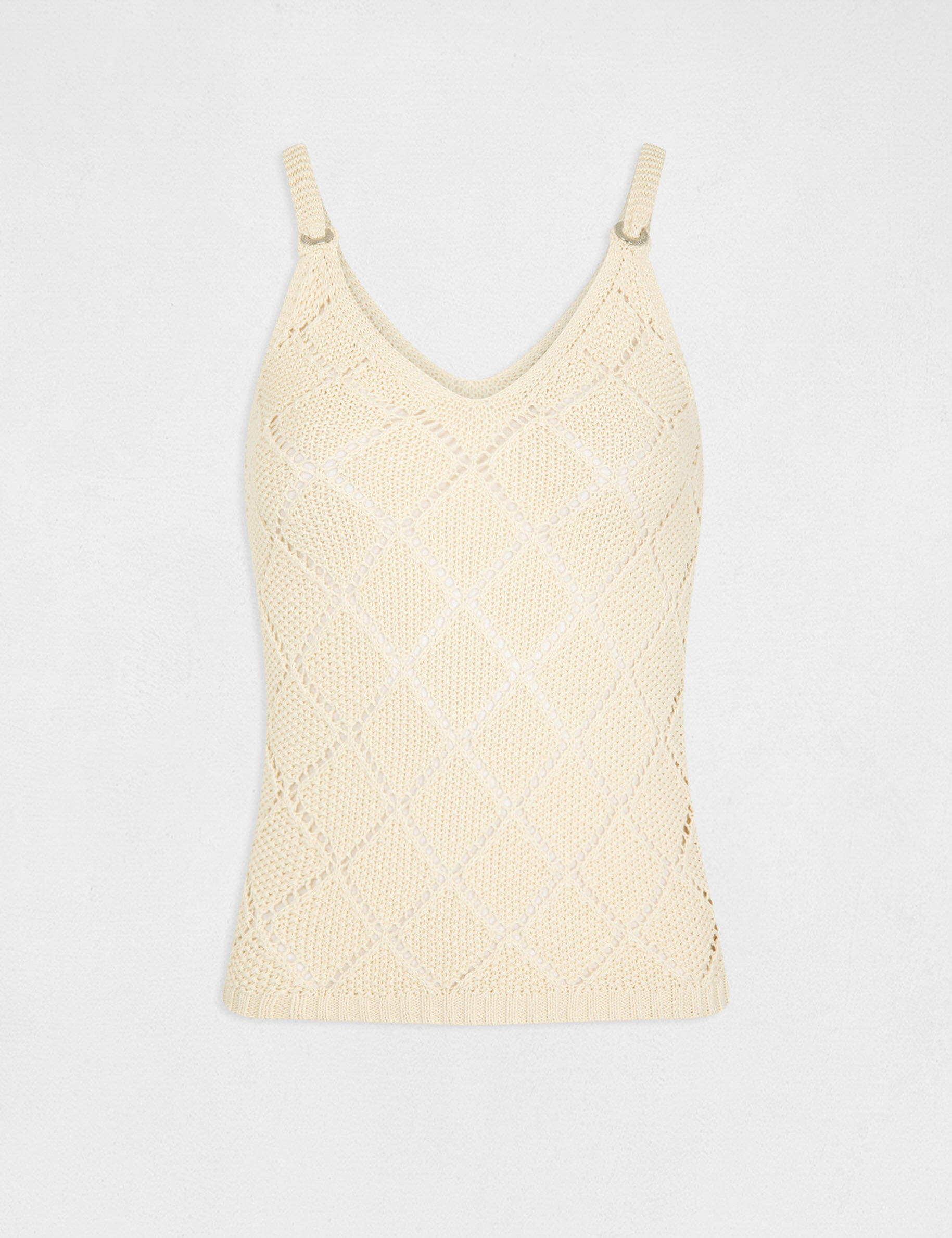 Débardeur pull avec bretelles ecru moyen femme - ecru_moyen