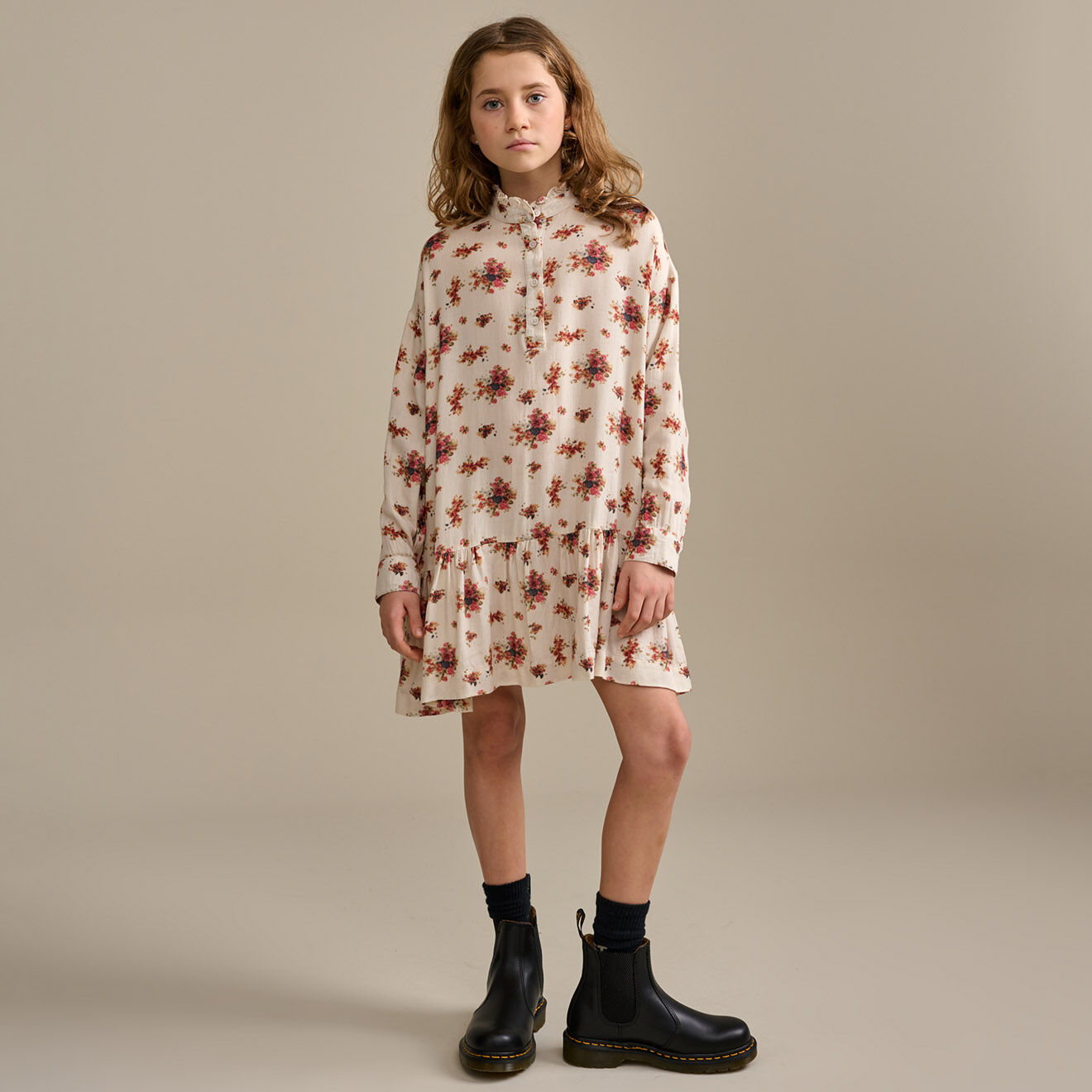 Bellerose Robe Adylle à fleurs écru/multicolore