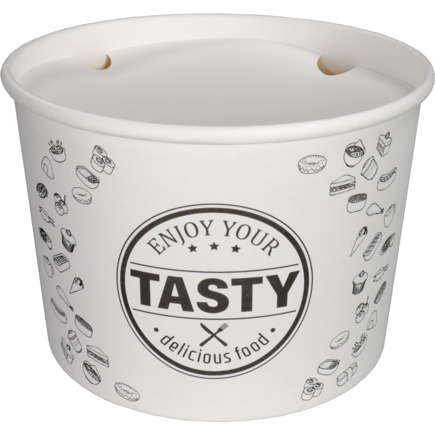 Bak, Karton + PE, 1890ml, TASTY, incl. deksel, foodbucket, wit