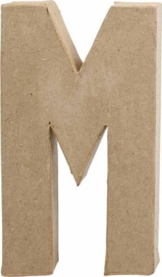 Bogstav Til Pynt - M - Stort Bogstav - Papmaché - 20,5X12 CM