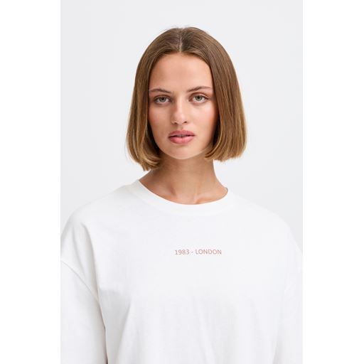 Ichi Bexi T-shirt, Cloud Dancer/Brown Patina, S