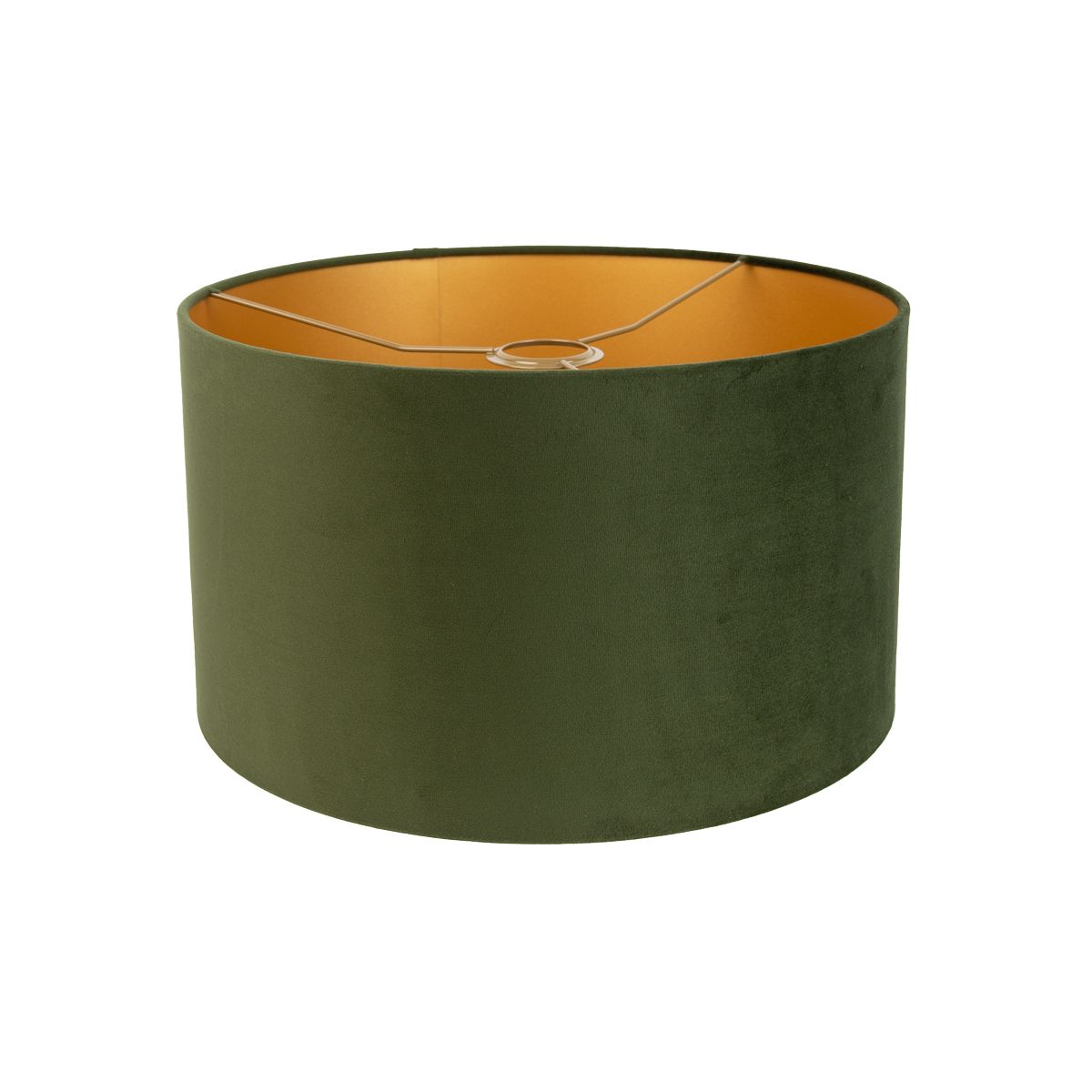 Velours lampenkap groen 35/35/20 met gouden binnenkant