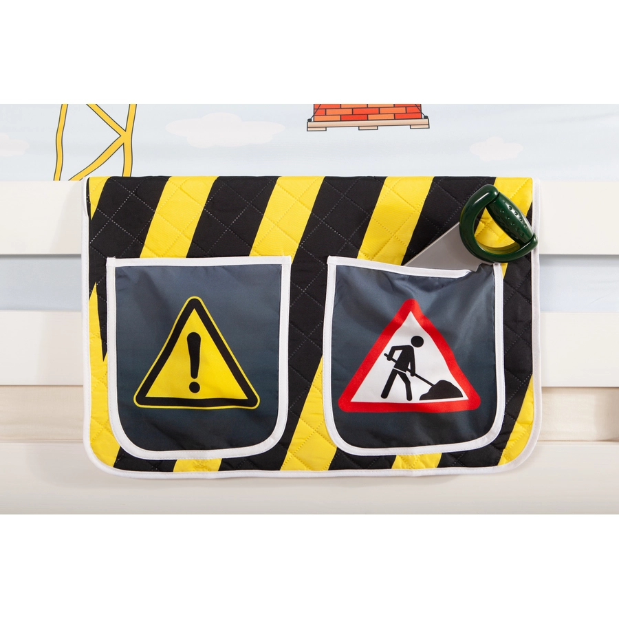 TICAA Hochbett Oskars Baustelle inkl. Zubehör Kiefer weiß Weiß