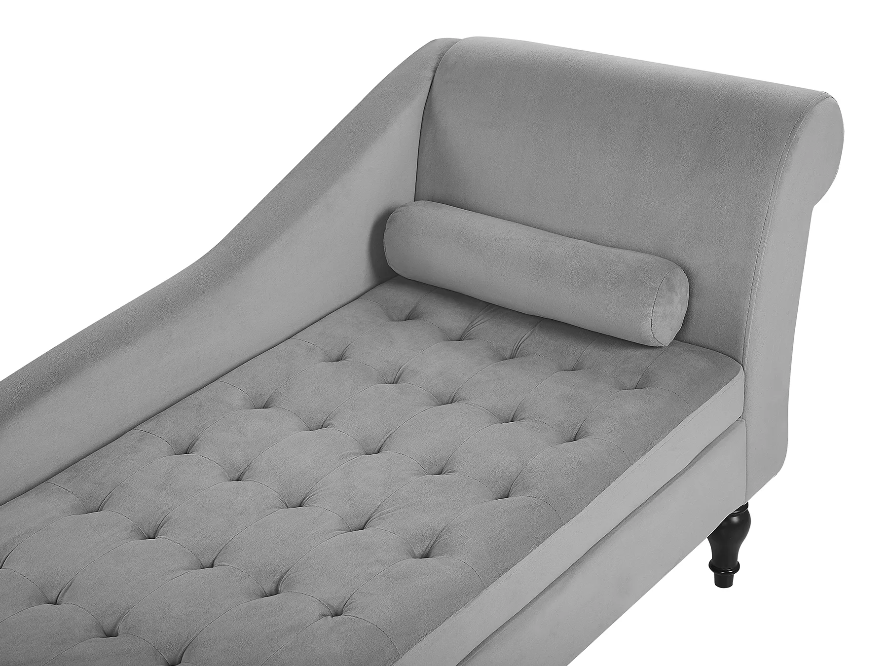 Rechtszijdige chaise longue PESSAC Fluweel Lichtgrijs met opbergruimte
