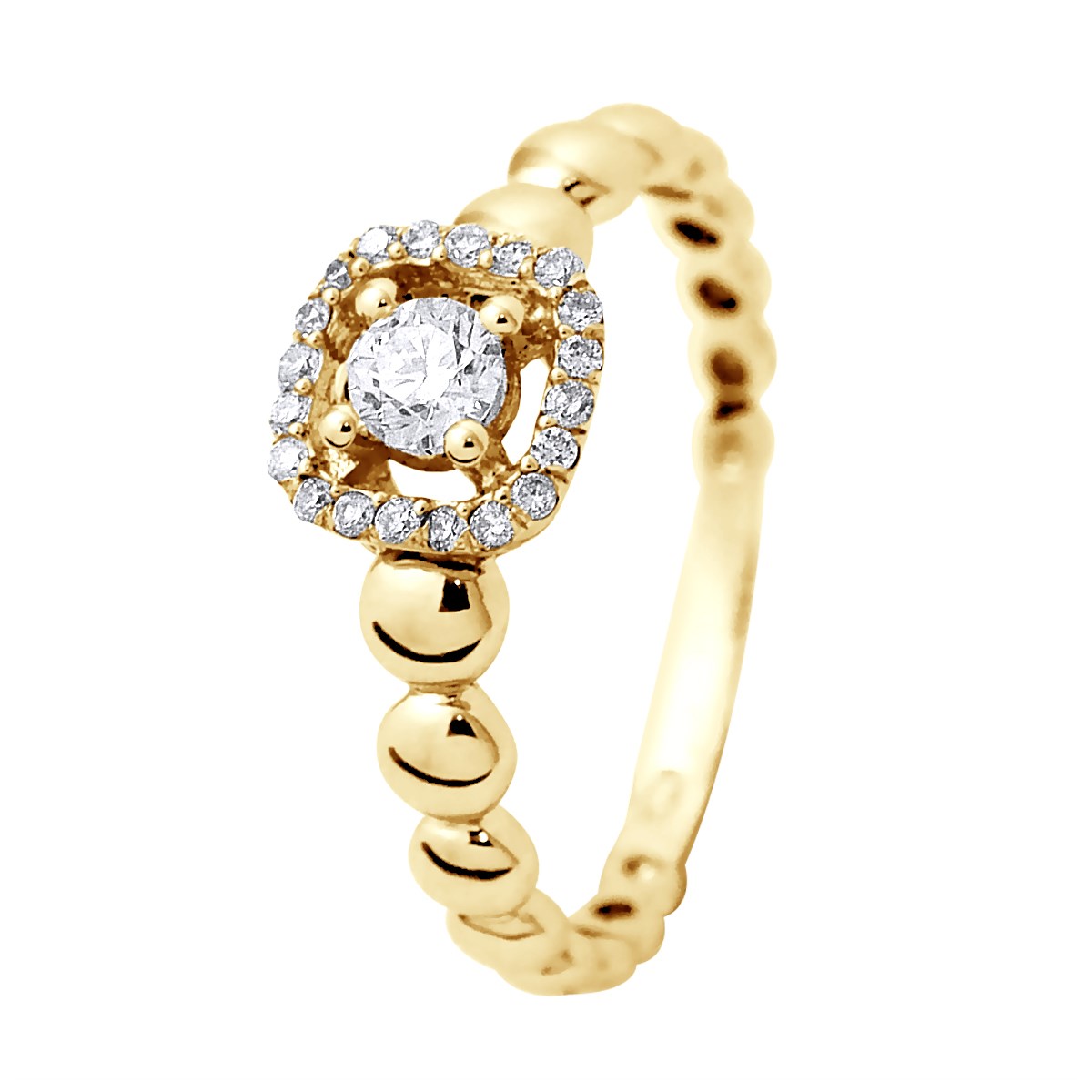 Solitaire Diamants 0,33 Cts Joaillerie Prestige Or Jaune