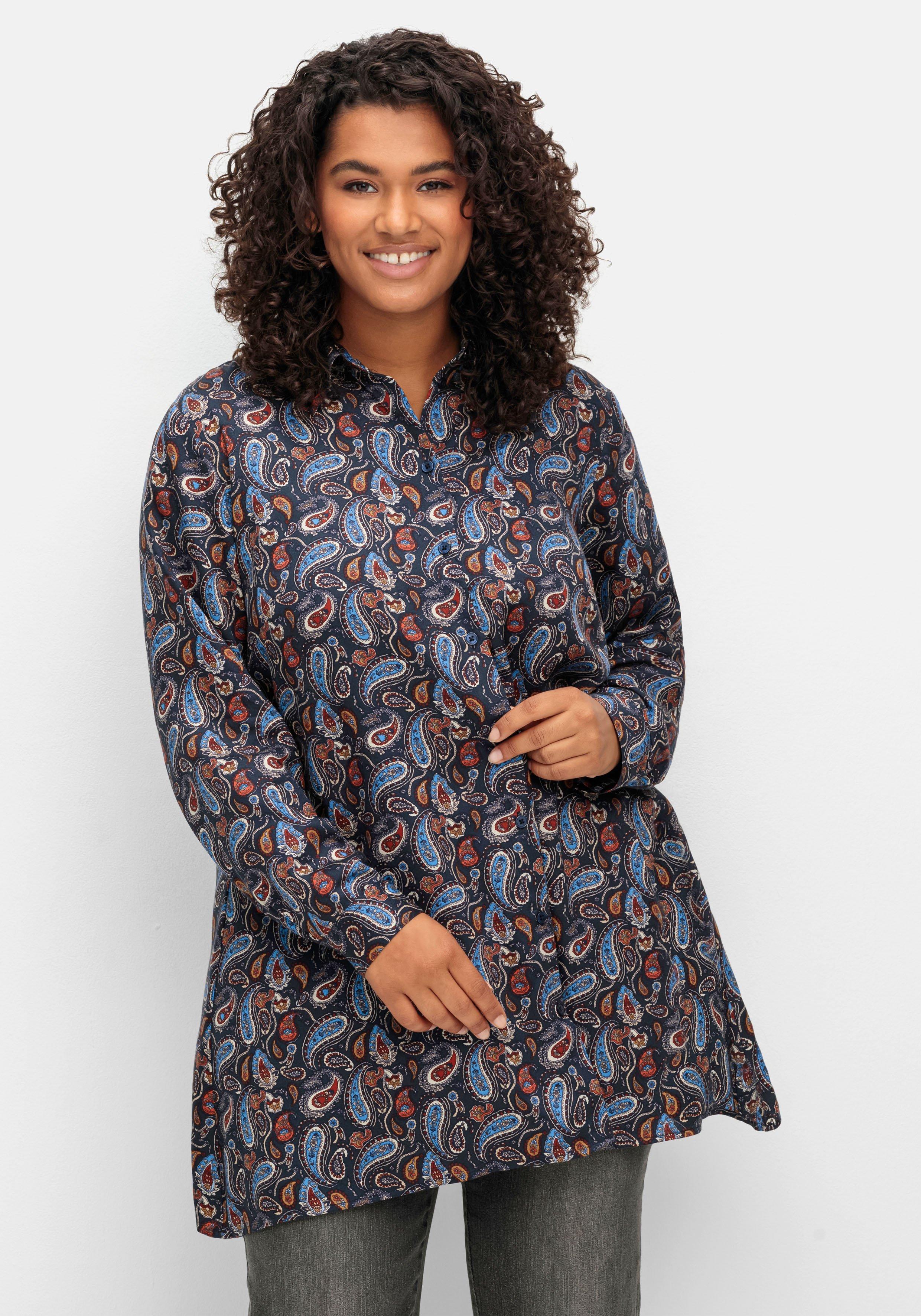 Longbluse in Zipfelform, mit Paisleymuster