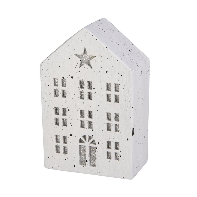 Dekohaus - weiß/silber - ca. 9 x 5 x 14 cm