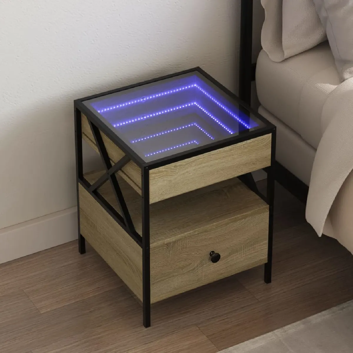 vidaXL Table de chevet LED