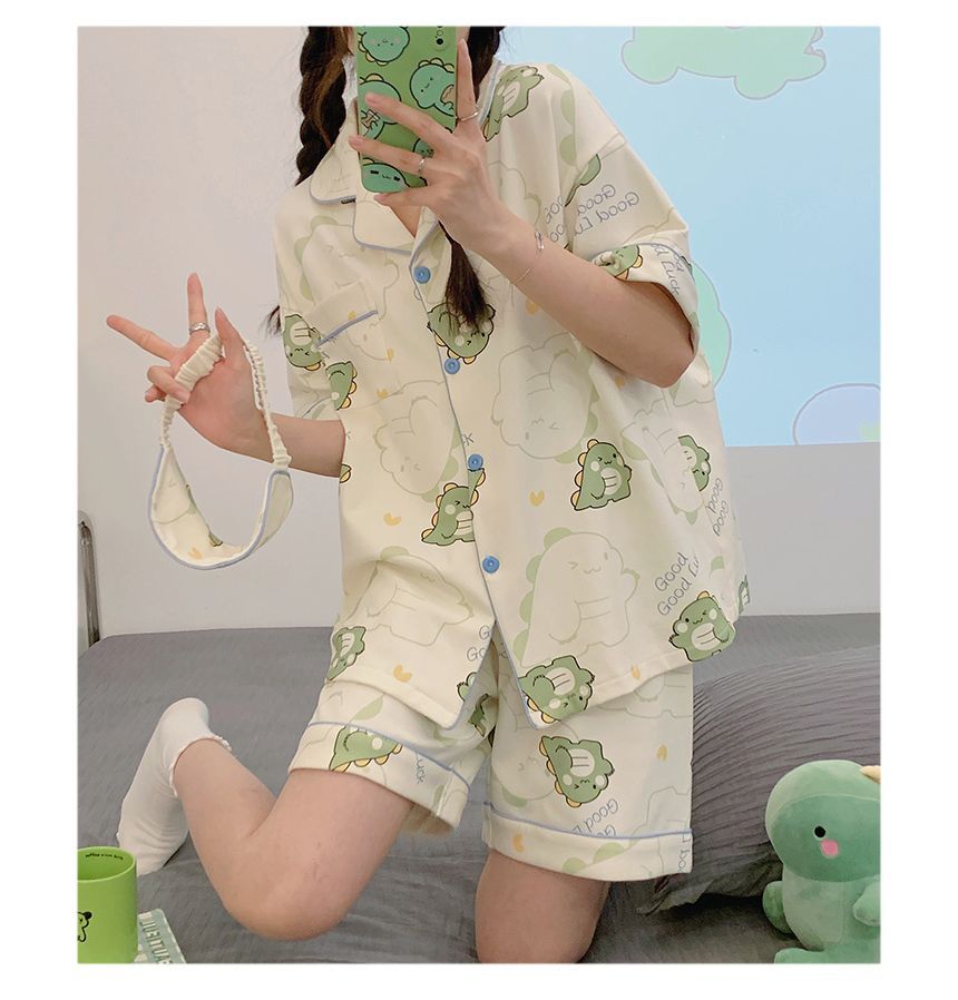 Sweetzer - Pyjamaset: Shirt met korte mouwen en cartoonprint + korte broek