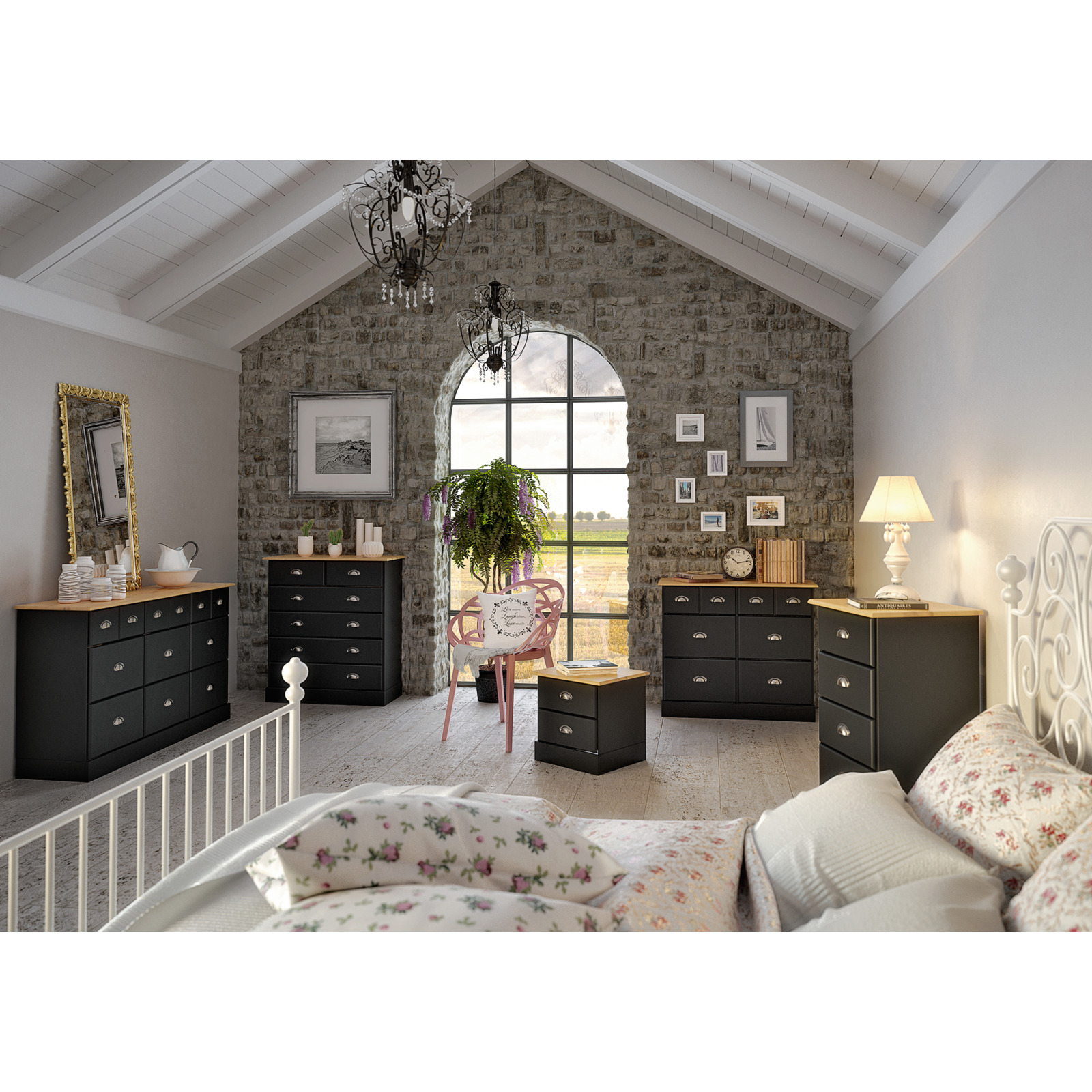 Nachtkommode Nordic 44 schwarz MDF
