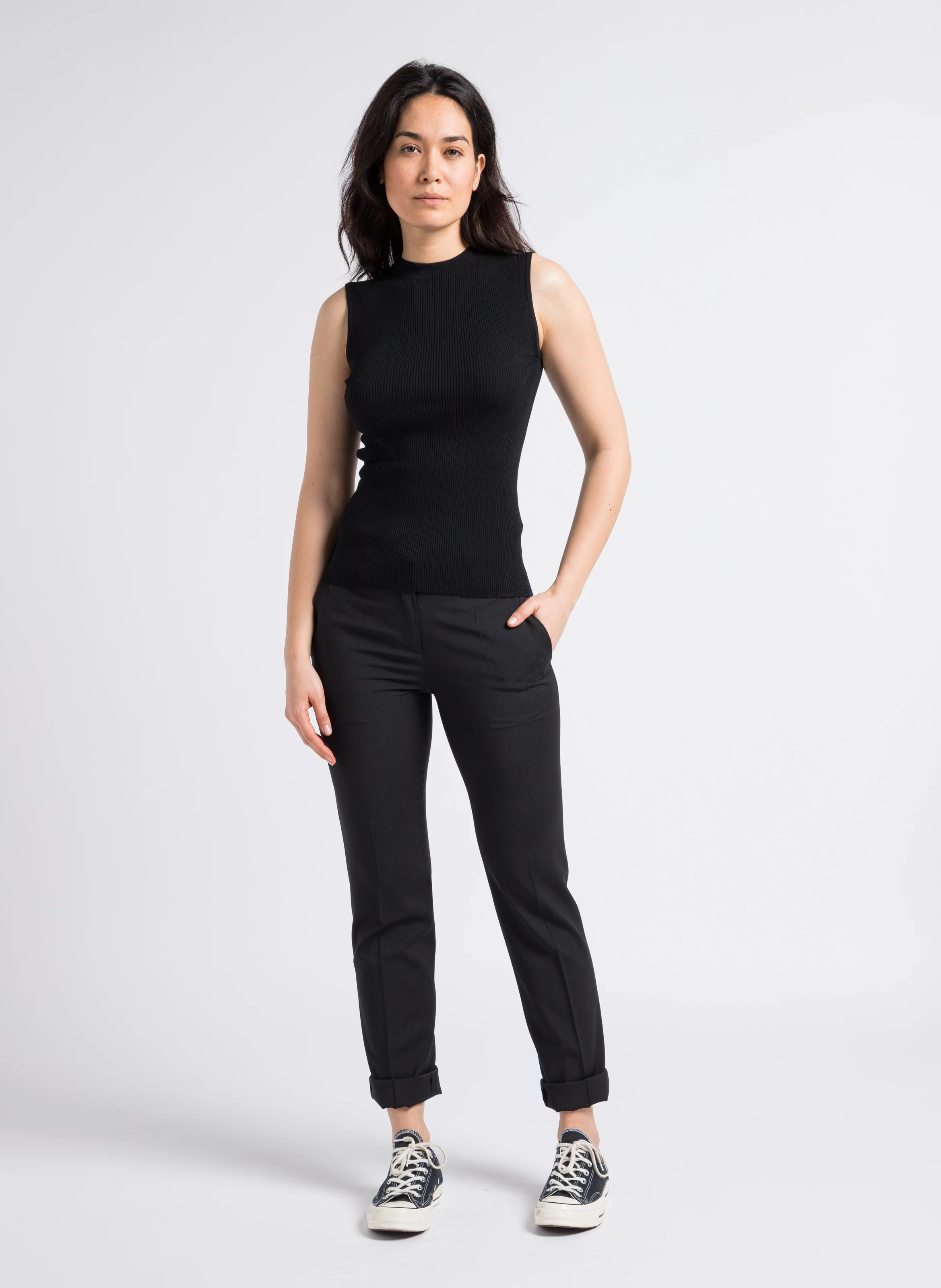 Pantalon droit en coton | Noir