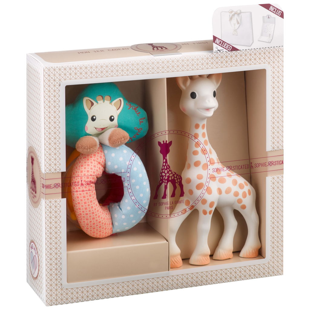 Sophie la girafeSophie la girafe   Geschenkbox mit Stoffrassel