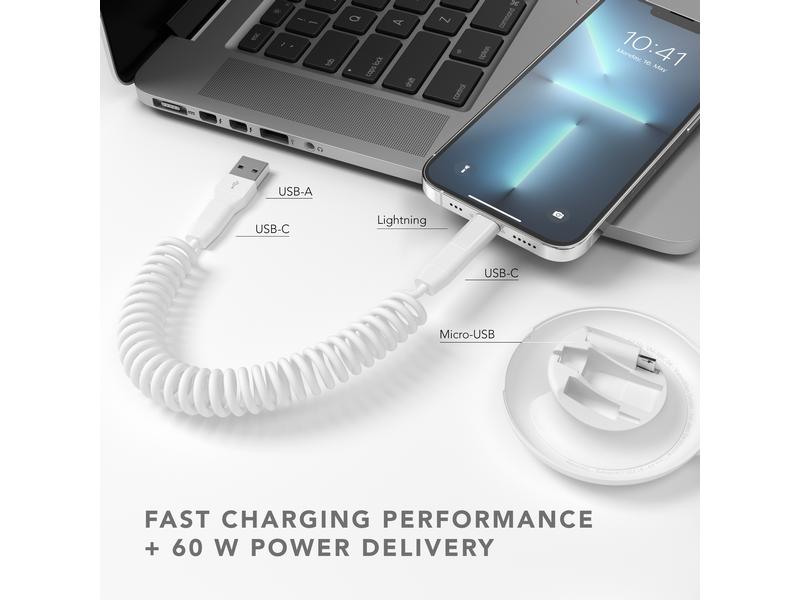 Vonmählen USB-Ladekabel Allroundo Eco All-in-One Weiss All-in-One Lade- und Datenkabel mit Schnellladefunktion