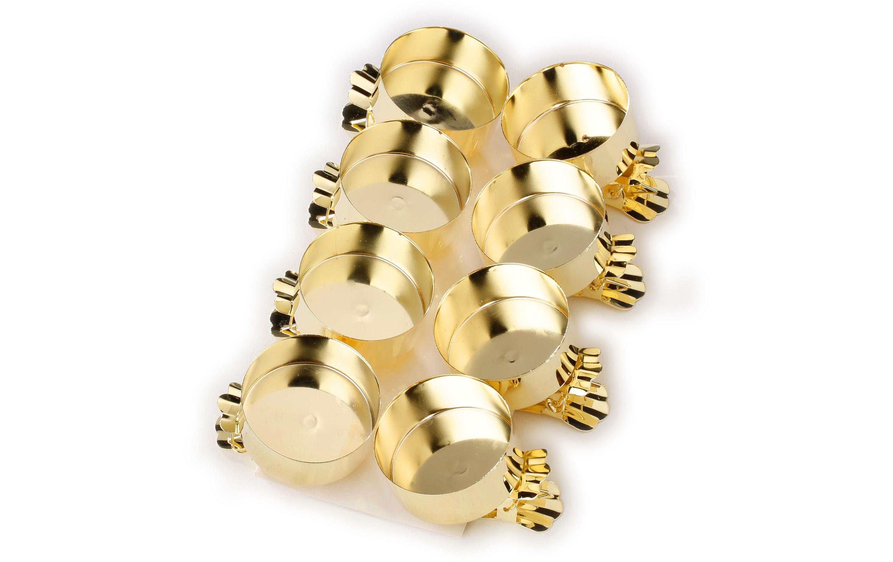 Teelichthalter Clip Ø 5 cm, 8 Stück, GoldKerzenhalterclips aus Metall