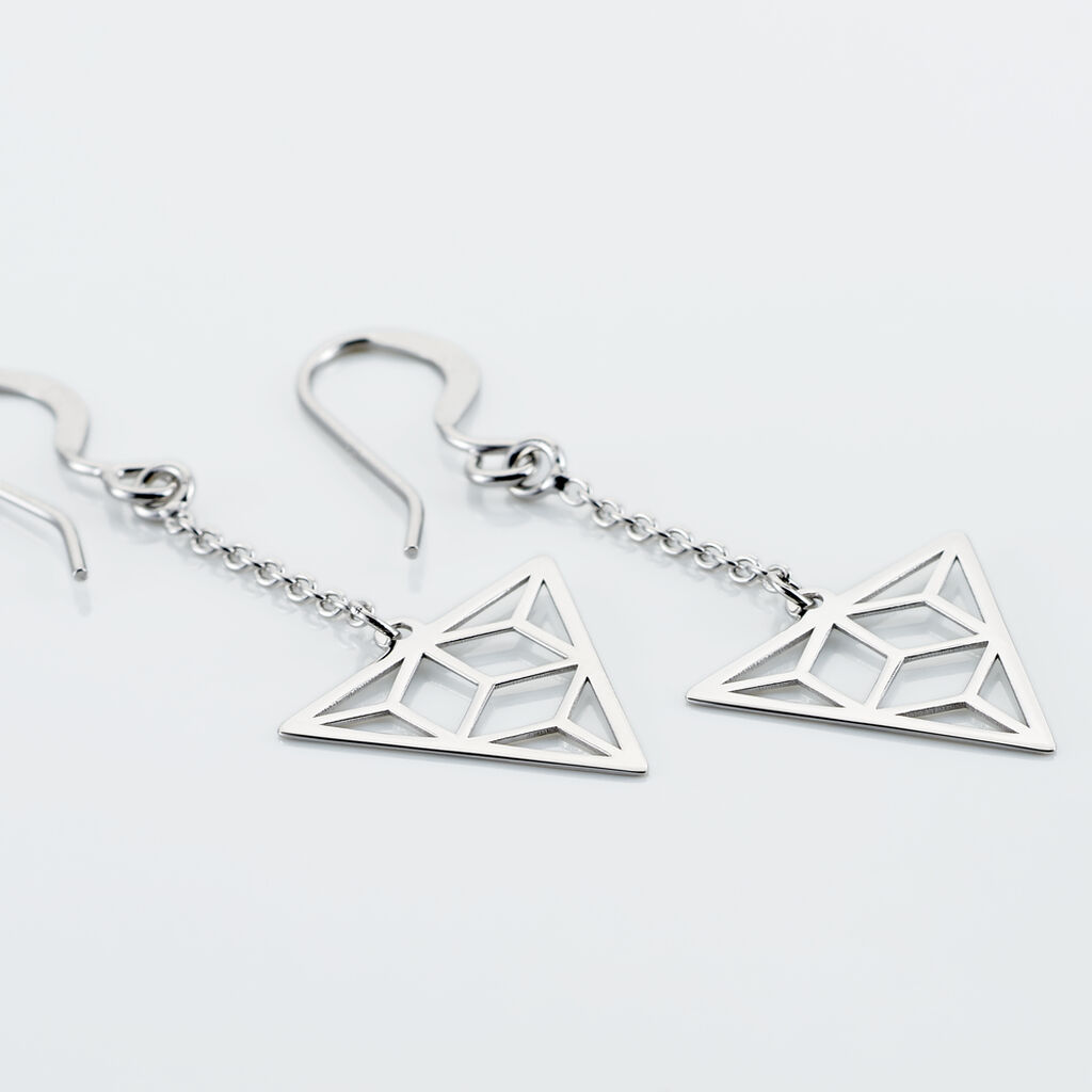 Boucles D'oreilles Pendantes Fidela Argent Blanc