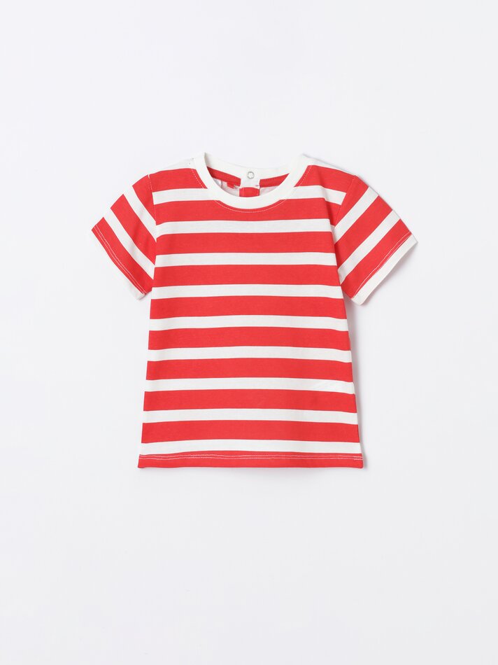 Conjunto de camiseta estampada e bermuda - Vermelho