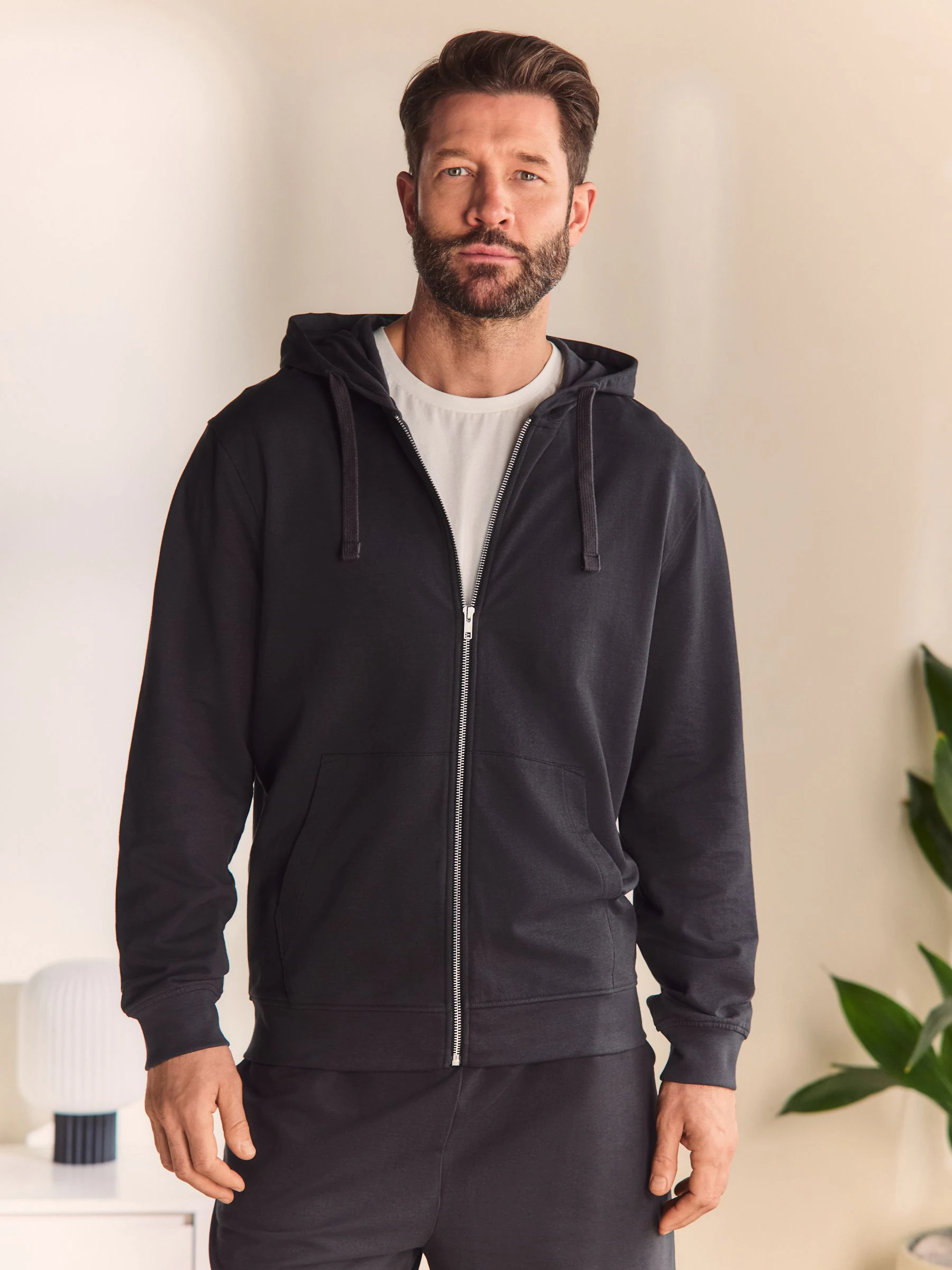 Leisteen grijs - Lichte hoodie met rits